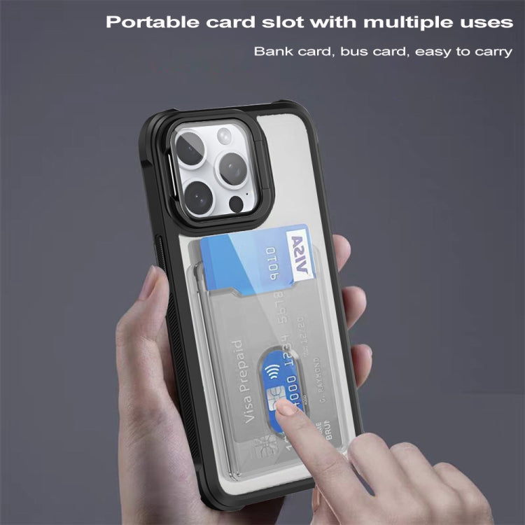 For iPhone 16 Card Bag Holder Acrylic Hybrid TPU Phone Case(Orange) - iPhone 16 Cases by PMC TechLife | Online Shopping South Africa | PMC TechLife | Buy Now Pay Later Mobicred