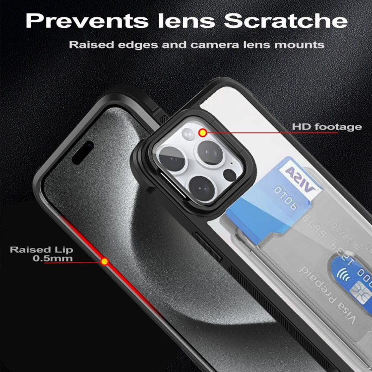 For iPhone 16 Card Bag Holder Acrylic Hybrid TPU Phone Case(Orange) - iPhone 16 Cases by PMC TechLife | Online Shopping South Africa | PMC TechLife | Buy Now Pay Later Mobicred