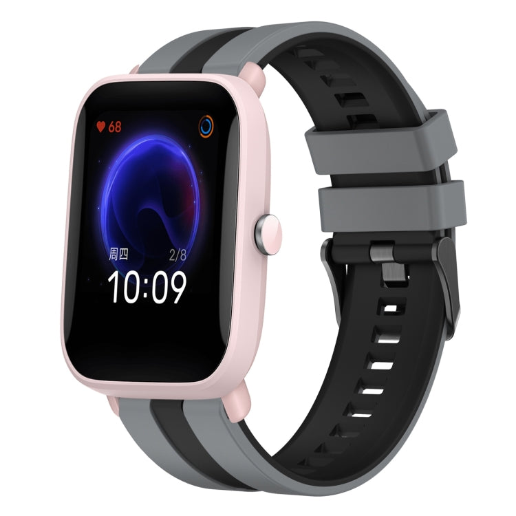 For Amazfit Pop Pro 20mm Two-Color Sports Silicone Watch Band(Grey+Black) - free shipping - PMC TechLife - Order now!