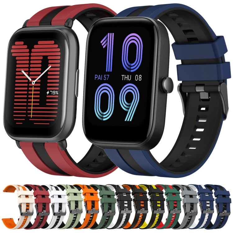 For Amazfit Active 20mm Two-Color Sports Silicone Watch Band(White+Black) - free shipping - PMC TechLife - Order now!