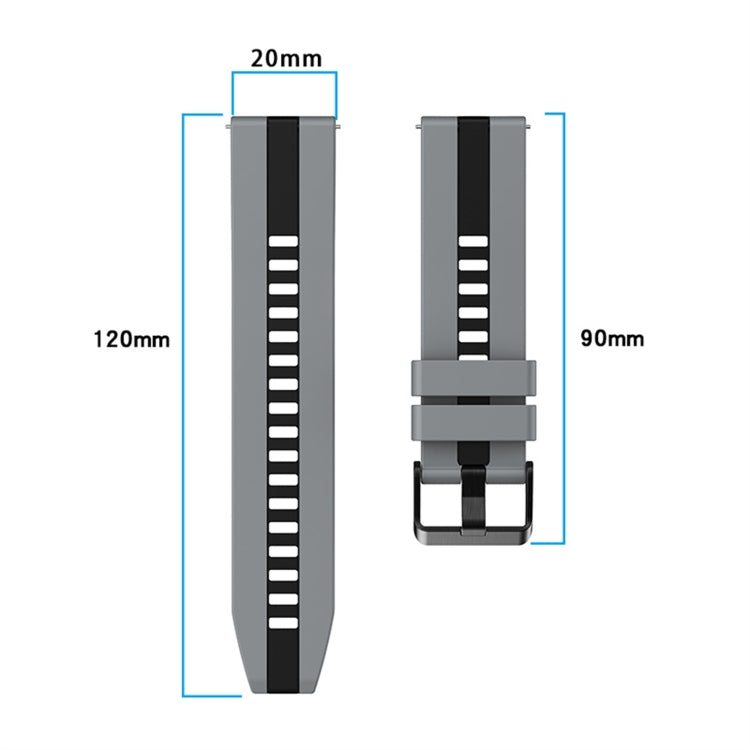 For Amazfit Active 20mm Two-Color Sports Silicone Watch Band(Black+Grey) - free shipping - PMC TechLife - Order now!