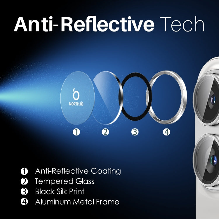 For iPhone 16 / 16 Plus NORTHJO 2 Sets 4pcs Camera Lens Protector Cover Metal Ring Film(Silver) - iPhone 16 Plus Tempered Glass by NORTHJO | Online Shopping South Africa | PMC TechLife | Buy Now Pay Later Mobicred