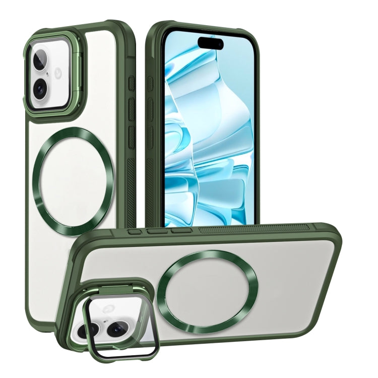 For iPhone 16 CD-grain Magsafe Acrylic Hybrid TPU Phone Case(Green) - iPhone 16 Cases by PMC Jewellery | Online Shopping South Africa | PMC Jewellery | Buy Now Pay Later Mobicred