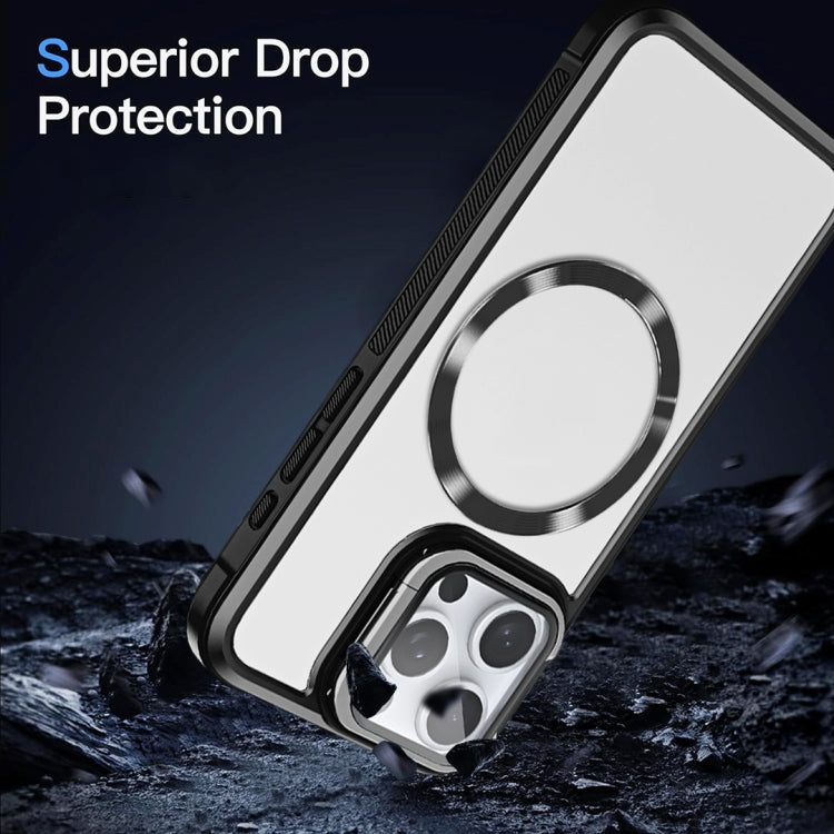 For iPhone 16 Plus Magsafe CD-grain Acrylic Hybrid TPU Phone Case(Black) - iPhone 16 Plus Cases by PMC TechLife | Online Shopping South Africa | PMC TechLife | Buy Now Pay Later Mobicred