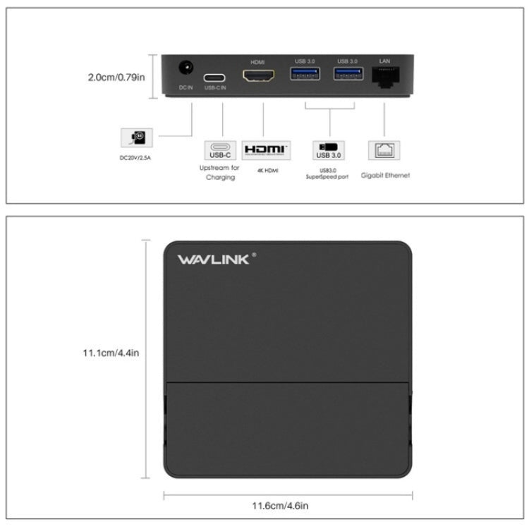 WAVLINK UHP3D01G Gigabit Ethernet USB 3.0 Multi-Function HUB 4K HD Docking Station(US Plug) - free shipping - PMC Jewellery - Order now!
