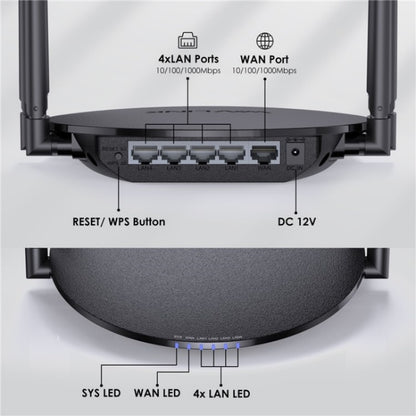 WAVLINK WN530G3 4x 5dBi Foldable Antenna AC1200 Dual Band Wireless Repeater Router, Plug:AU Plug - Wireless Routers by WAVLINK | Online Shopping South Africa | PMC Jewellery | Buy Now Pay Later Mobicred