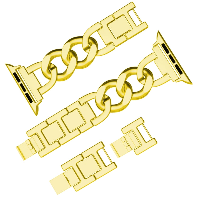 For Apple Watch Series 7 45mm Quick-Release Metal Chain Watch Band(Gold) - free shipping - PMC TechLife - Order now!
