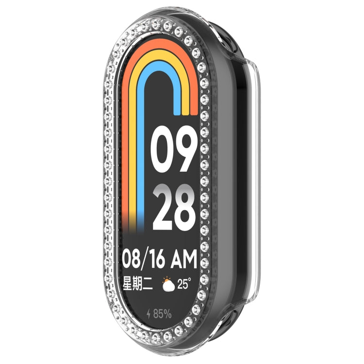 For Xiaomi Smart Band 9 Diamond Half Coverage Hollow PC Watch Protective Case(Transparent White) - Watch Cases by PMC TechLife | Online Shopping South Africa | PMC TechLife | Buy Now Pay Later Mobicred