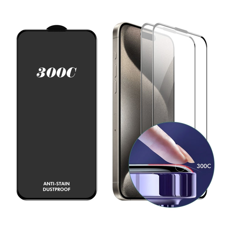 For iPhone 16 Pro Max 2pcs ENKAY 300C Super Large Arc Full Coverage High Aluminum-silicon Tempered Glass Film Black - free shipping - PMC Jewellery - Order now!