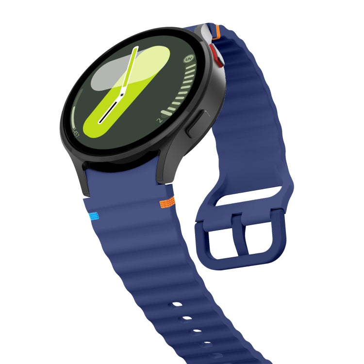 For Samsung Galaxy Watch 7 40 / 44mm Wave Pattern Stitched Silicone Watch Band(Dark Blue) - free shipping - PMC TechLife - Order now!