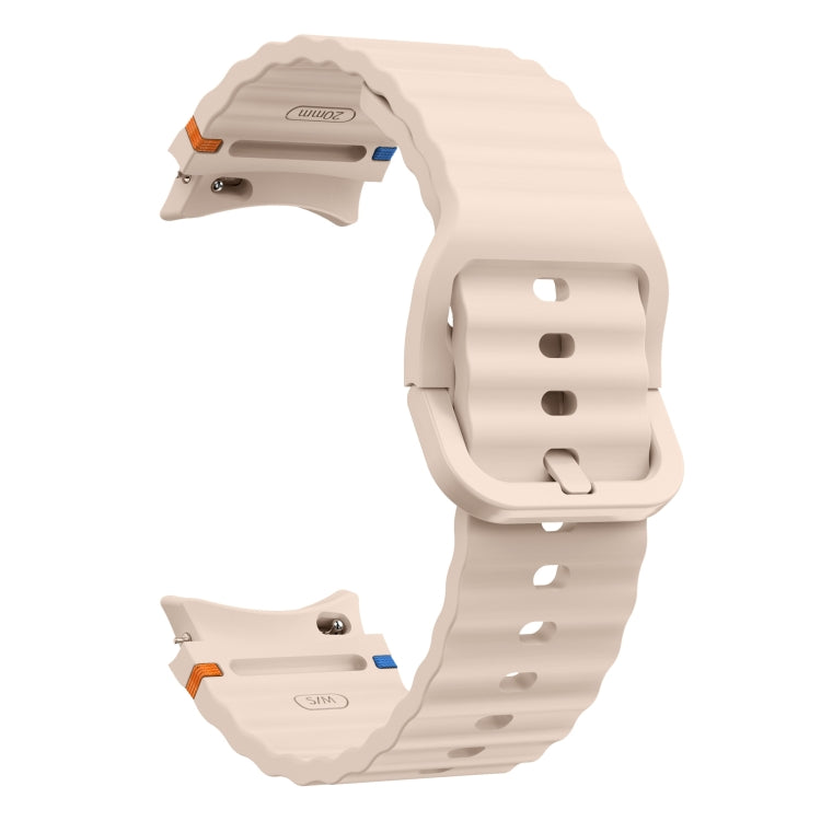 For Samsung Galaxy Watch 7 40 / 44mm Wave Pattern Stitched Silicone Watch Band(Pink) - free shipping - PMC TechLife - Order now!