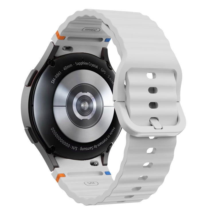 For Samsung Galaxy Watch 6 Classic Wave Pattern Stitched Silicone Watch Band(Light Gray) - free shipping - PMC TechLife - Order now!