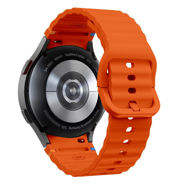 For Samsung Galaxy Watch 6 Classic Wave Pattern Stitched Silicone Watch Band(Orange) - free shipping - PMC TechLife - Order now!
