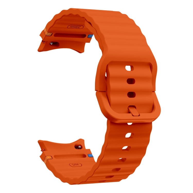 For Samsung Galaxy Watch 6 Classic Wave Pattern Stitched Silicone Watch Band(Orange) - free shipping - PMC TechLife - Order now!