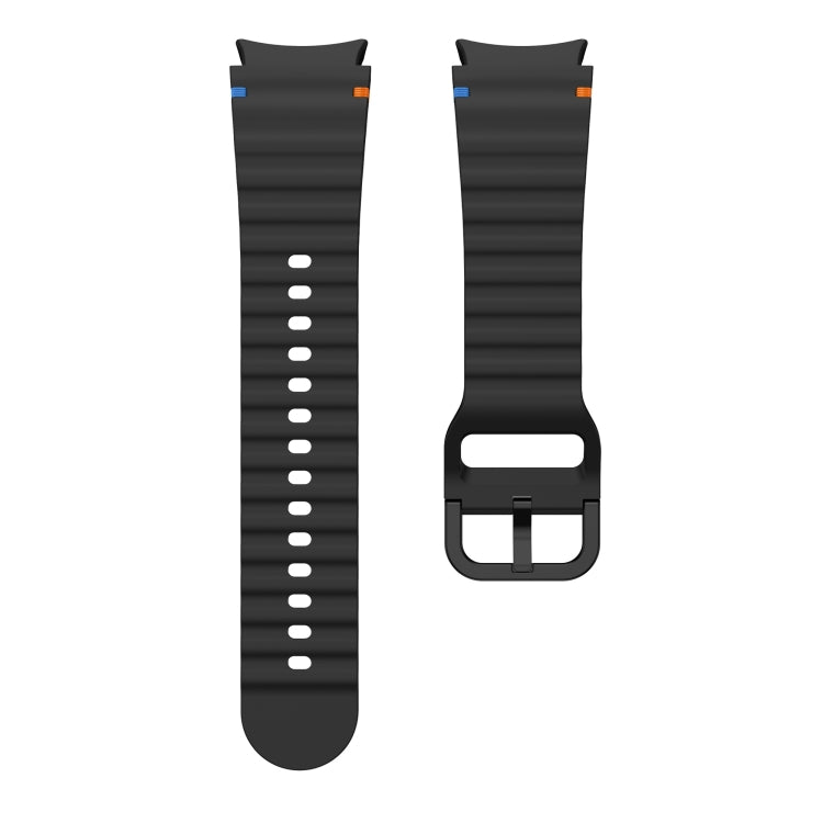 For Samsung Galaxy Watch 6 40 / 44mm Wave Pattern Stitched Silicone Watch Band(Black) - free shipping - PMC TechLife - Order now!