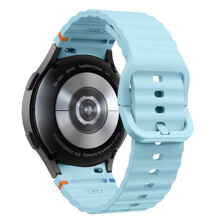 For Samsung Galaxy Watch 4 40 / 44mm Wave Pattern Stitched Silicone Watch Band(Light Blue) - free shipping - PMC TechLife - Order now!