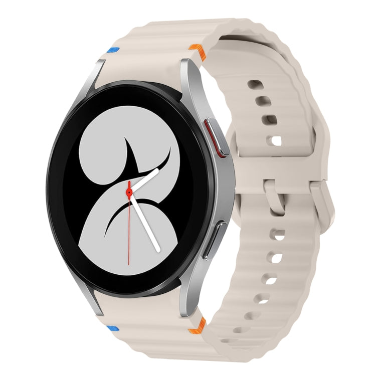 For Samsung Galaxy Watch 4 40 / 44mm Wave Pattern Stitched Silicone Watch Band(Starlight) - free shipping - PMC TechLife - Order now!
