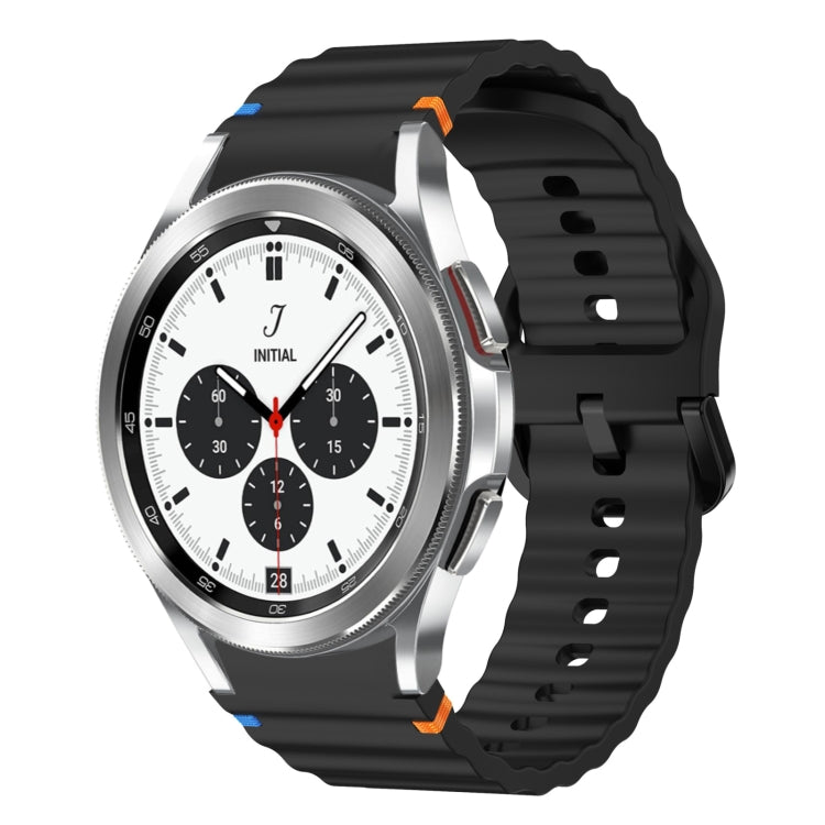 For Samsung Galaxy Watch 4 Classic 42 / 46mm Wave Pattern Stitched Silicone Watch Band(Black) - free shipping - PMC TechLife - Order now!