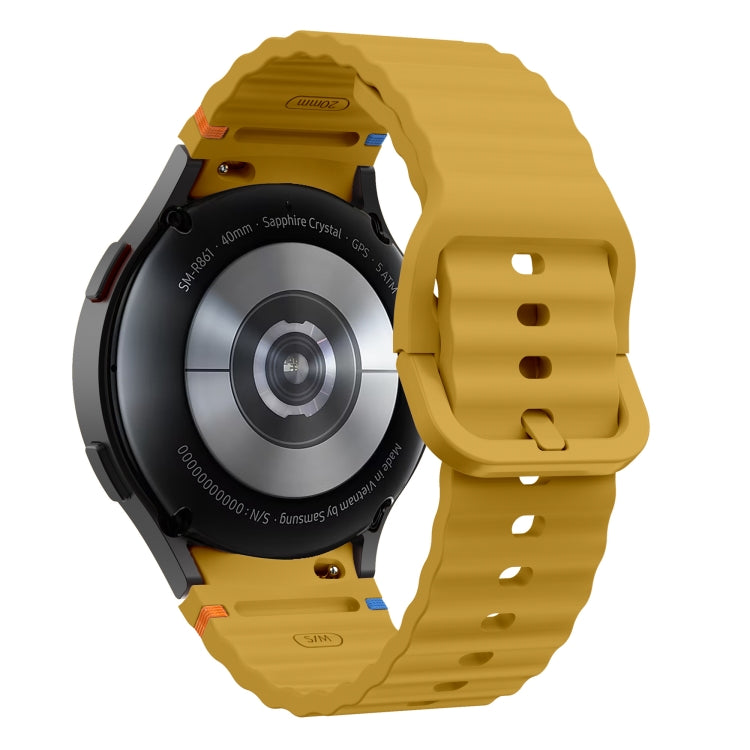 For Samsung Galaxy Watch 4 Classic 42 / 46mm Wave Pattern Stitched Silicone Watch Band(Yellow) - free shipping - PMC TechLife - Order now!