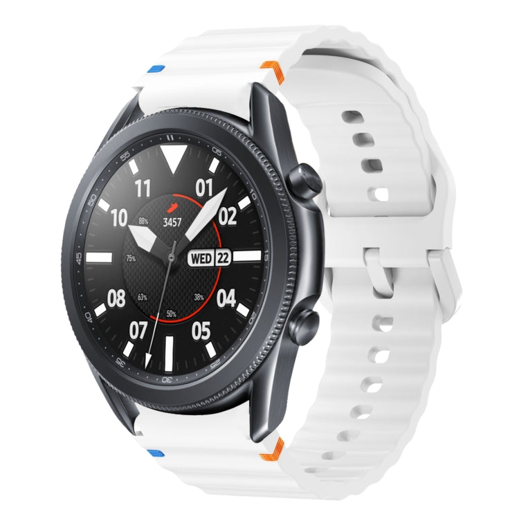 For Samsung Galaxy Watch3 41mm Wave Pattern Stitched Silicone Watch Band(White) - free shipping - PMC TechLife - Order now!