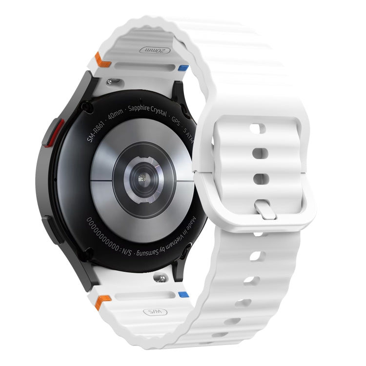 For Samsung Galaxy Watch3 41mm Wave Pattern Stitched Silicone Watch Band(White) - free shipping - PMC TechLife - Order now!