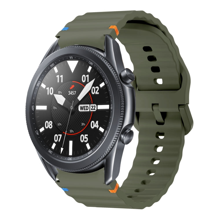 For Samsung Galaxy Watch3 41mm Wave Pattern Stitched Silicone Watch Band(Army Green) - free shipping - PMC TechLife - Order now!