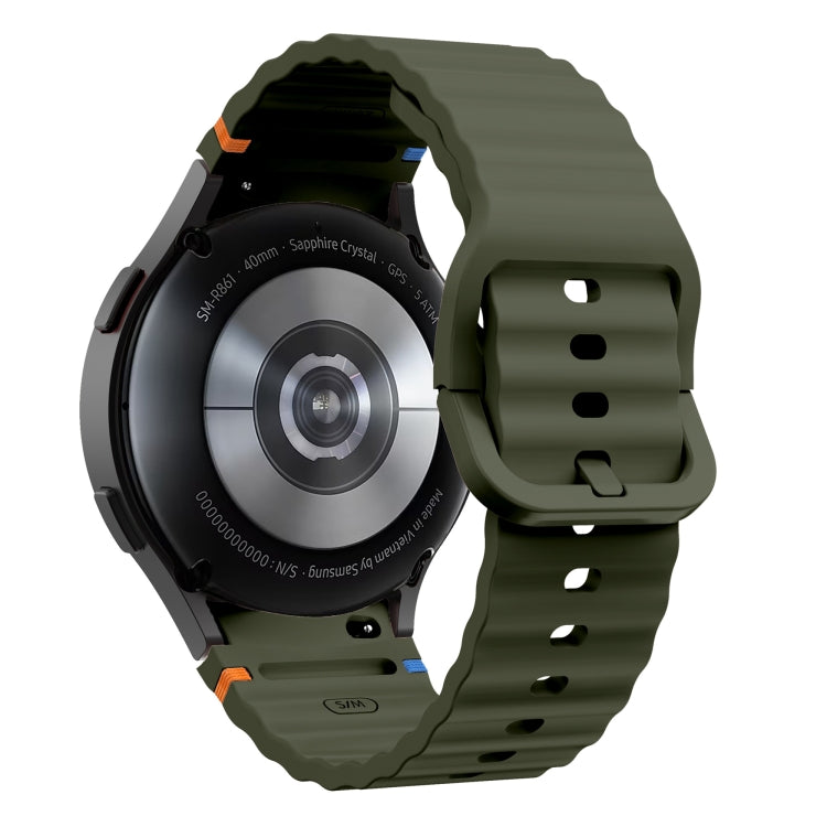 For Samsung Galaxy Watch3 41mm Wave Pattern Stitched Silicone Watch Band(Army Green) - free shipping - PMC TechLife - Order now!