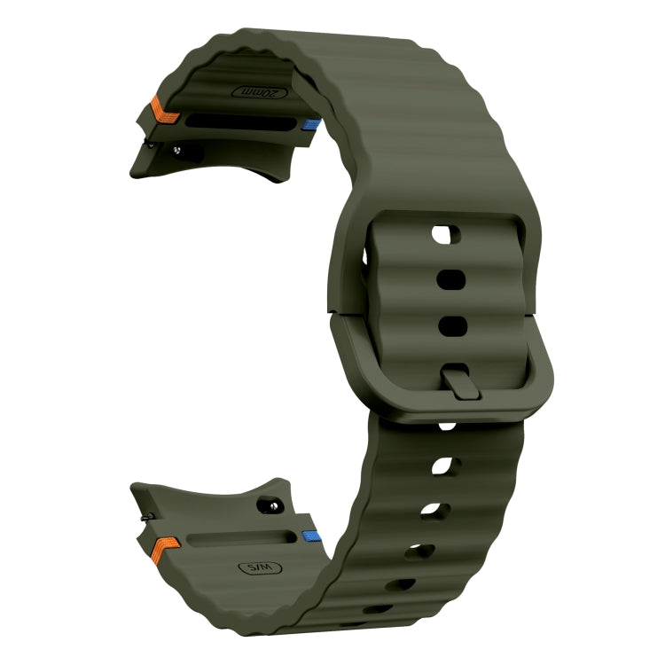 For Samsung Galaxy Watch3 41mm Wave Pattern Stitched Silicone Watch Band(Army Green) - free shipping - PMC TechLife - Order now!