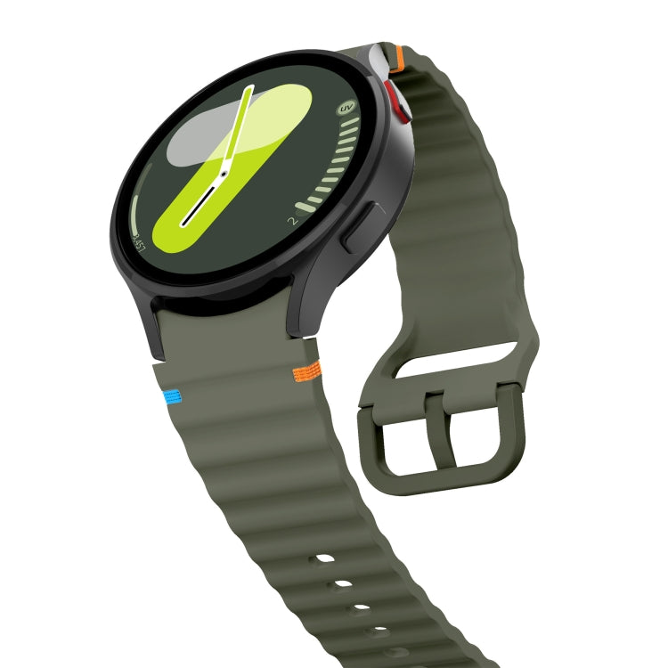 For Samsung Galaxy Watch3 41mm Wave Pattern Stitched Silicone Watch Band(Army Green) - free shipping - PMC TechLife - Order now!