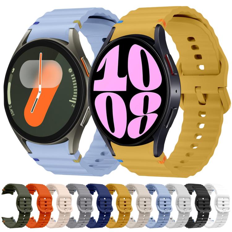 For Samsung Galaxy Watch 6 Classic Wave Pattern Stitched Silicone Watch Band(Orange) - free shipping - PMC TechLife - Order now!