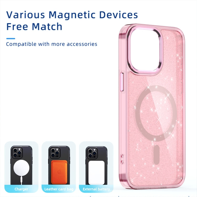 For iPhone 16 Pro Glitter MagSafe Shockproof Phone Case(Purple) - iPhone 16 Pro Cases by PMC TechLife | Online Shopping South Africa | PMC TechLife | Buy Now Pay Later Mobicred