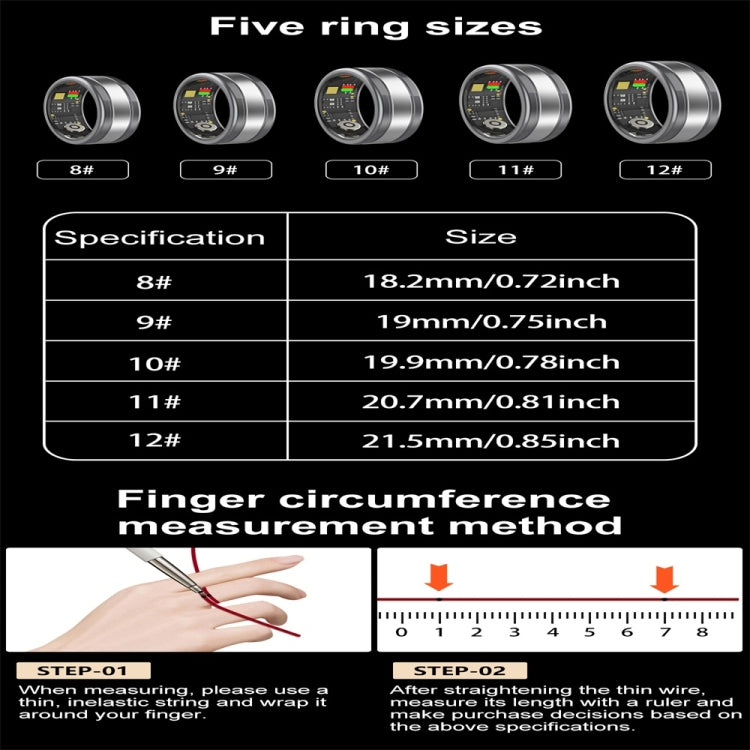 R18 SIZE 11 Smart Ring, Support Heart Rate / Blood Oxygen / Sleep / Multiple Sports Modes(Black) - Smart Rings / Smart Telephones by PMC TechLife | Online Shopping South Africa | PMC TechLife | Buy Now Pay Later Mobicred