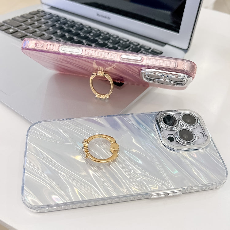 For iPhone 16 Plating Glitter Texture Ring Holder TPU Phone Case with Lens Film(White Tinfoil Texture) - iPhone 16 Cases by PMC TechLife | Online Shopping South Africa | PMC TechLife | Buy Now Pay Later Mobicred