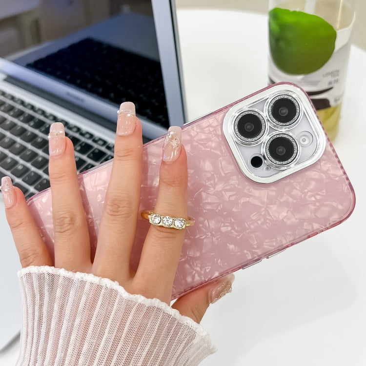 For iPhone 16 Pro Plating Glitter Texture Ring Holder TPU Phone Case with Lens Film(Pink Water Ripples) - iPhone 16 Pro Cases by PMC TechLife | Online Shopping South Africa | PMC TechLife | Buy Now Pay Later Mobicred