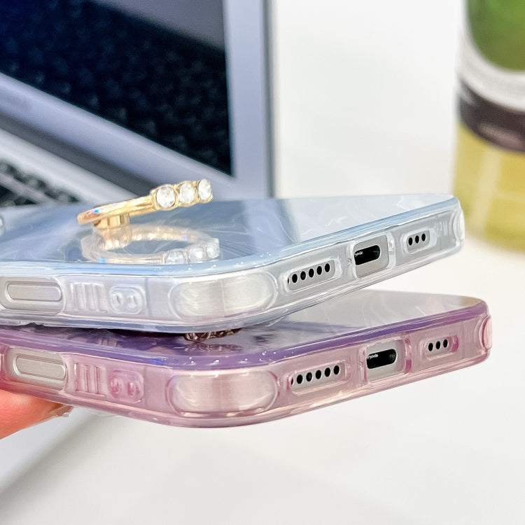 For iPhone 16 Pro Max Plating Glitter Texture Ring Holder TPU Phone Case with Lens Film(White Water Ripples) - iPhone 16 Pro Max Cases by PMC TechLife | Online Shopping South Africa | PMC TechLife | Buy Now Pay Later Mobicred