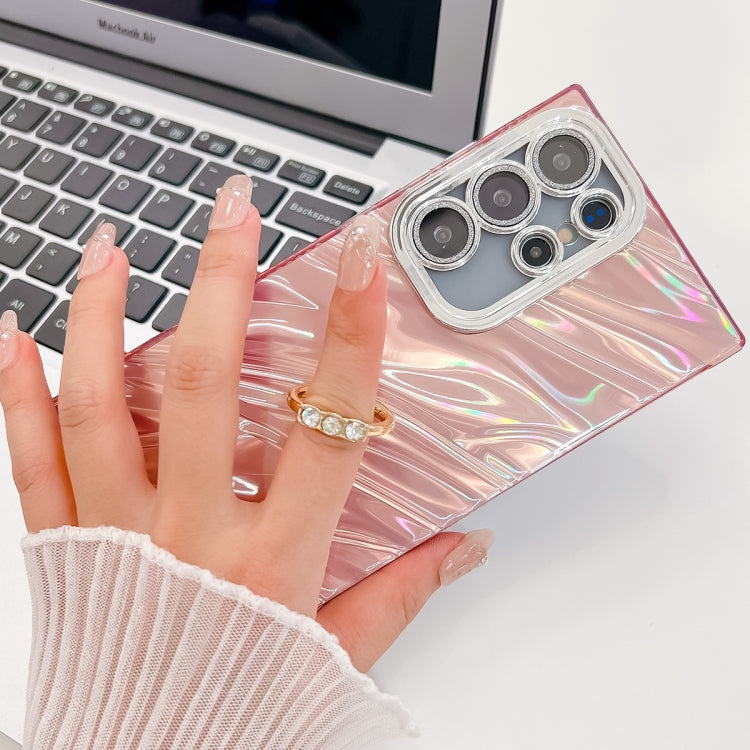 For Samsung Galaxy S25 Ultra 5G Plating Glitter Texture Ring Holder TPU Phone Case with Lens Film(Pink Shell Pattern) - Galaxy S25 Ultra 5G Cases by PMC Jewellery | Online Shopping South Africa | PMC Jewellery | Buy Now Pay Later Mobicred