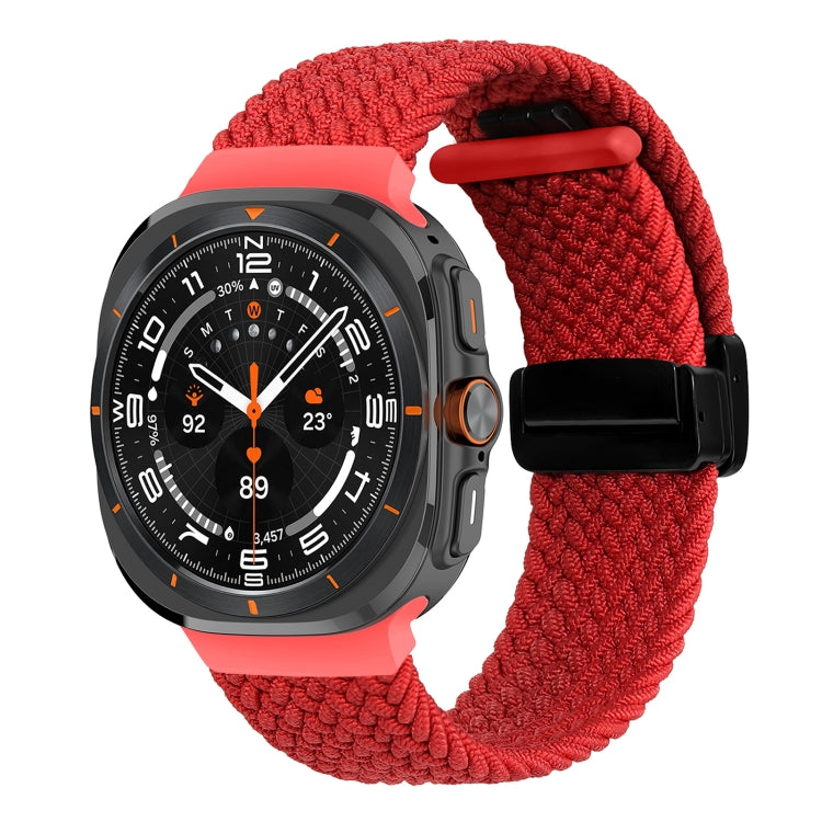 For Samsung Galaxy Watch Ultra 47mm Fold Magnetic Buckle Braided Watch Band(Red) - Watch Bands by PMC Jewellery | Online Shopping South Africa | PMC Jewellery | Buy Now Pay Later Mobicred