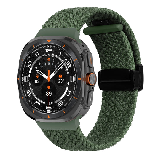 For Samsung Galaxy Watch Ultra 47mm Fold Magnetic Buckle Braided Watch Band(Green) - Watch Bands by PMC Jewellery | Online Shopping South Africa | PMC Jewellery | Buy Now Pay Later Mobicred