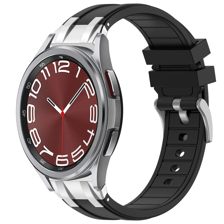 For Samsung Galaxy Watch 6 Classic 20mm Quick Release Silver Buckle Royal Silicone Watch Band(Black) - free shipping - PMC TechLife - Order now!