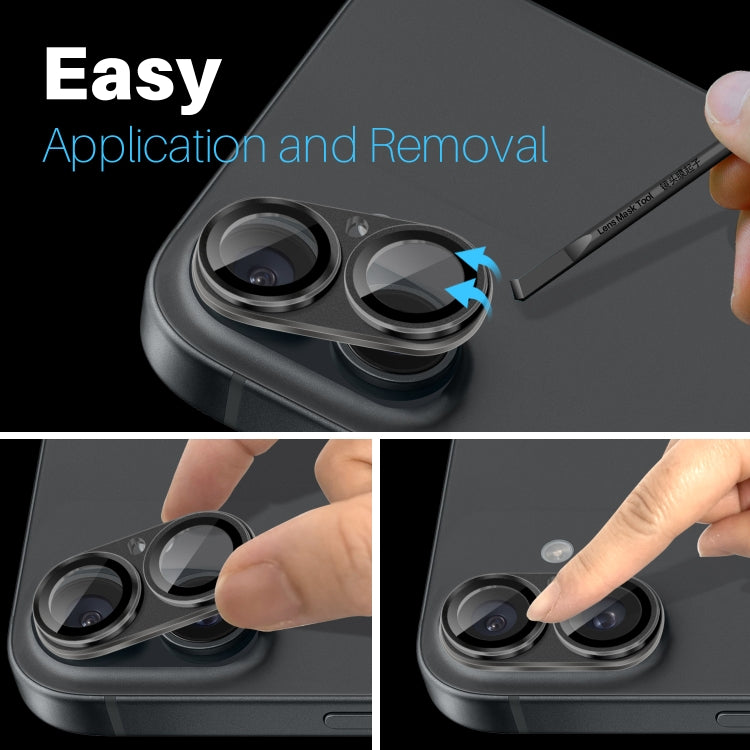 For iPhone 16 / 16 Plus NORTHJO Matte Camera Lens Protector Tempered Glass Rear Lens Film(Black) - iPhone 16 Tempered Glass by NORTHJO | Online Shopping South Africa | PMC TechLife | Buy Now Pay Later Mobicred