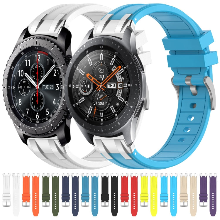 For Samsung Galaxy Gear S3 Frontier 22mm Quick Release Silver Buckle Royal Silicone Watch Band(White) - free shipping - PMC TechLife - Order now!