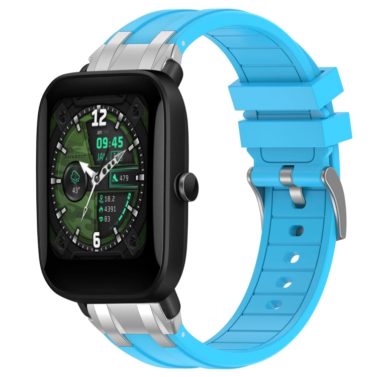 For Amazfit Bip U 20mm Quick Release Silver Buckle Royal Silicone Watch Band(Sky Blue) - free shipping - PMC TechLife - Order now!