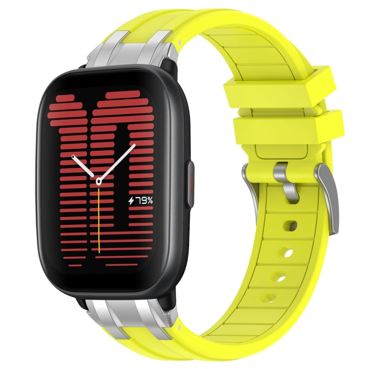 For Amazfit Active 20mm Quick Release Silver Buckle Royal Silicone Watch Band(Vital Yellow) - free shipping - PMC TechLife - Order now!