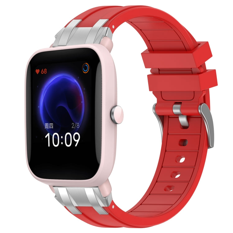For Amazfit Pop Pro 20mm Quick Release Silver Buckle Royal Silicone Watch Band(Red) - free shipping - PMC TechLife - Order now!
