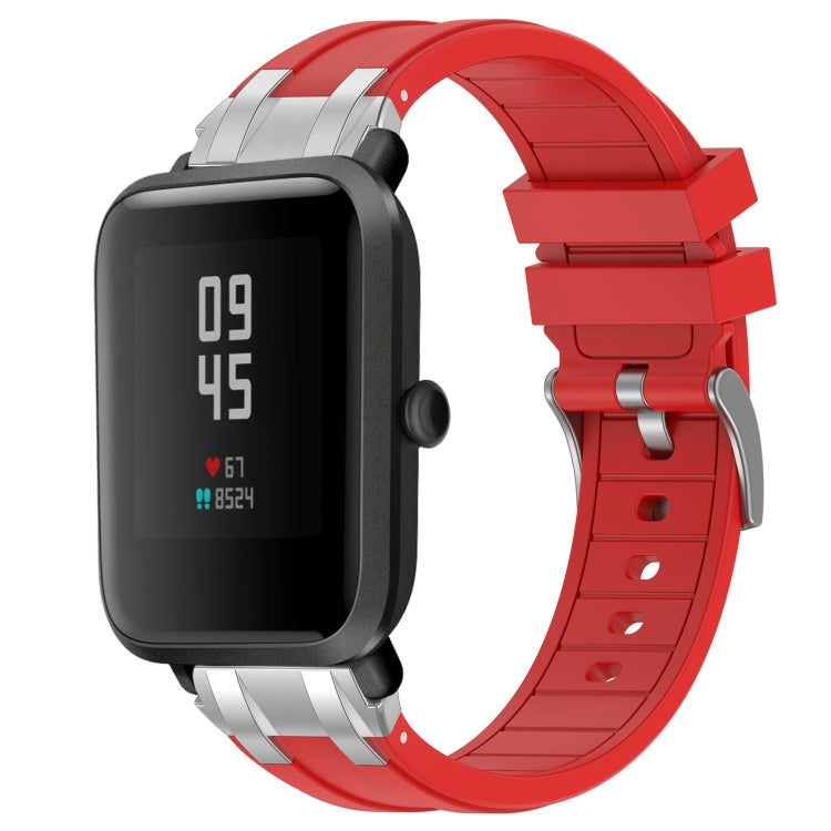 For Amazfit Bip S 20mm Quick Release Silver Buckle Royal Silicone Watch Band(Red) - free shipping - PMC TechLife - Order now!