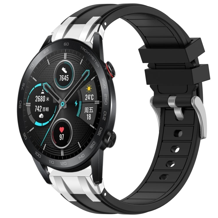 For Honor Magic Watch 2 42mm 20mm Quick Release Silver Buckle Royal Silicone Watch Band(Black) - free shipping - PMC TechLife - Order now!