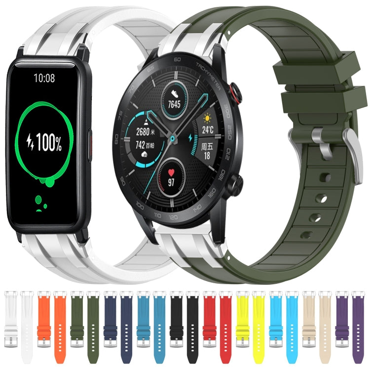For Honor Magic Watch 2 42mm 20mm Quick Release Silver Buckle Royal Silicone Watch Band(Sky Blue) - free shipping - PMC TechLife - Order now!