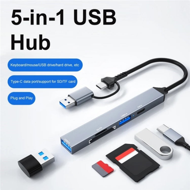 ADS-806D Type-C+USB to USB 3.0 Hub SD / TF Card Reader Multi-Function Docking Station - USB 3.0 HUB by PMC TechLife | Online Shopping South Africa | PMC TechLife | Buy Now Pay Later Mobicred