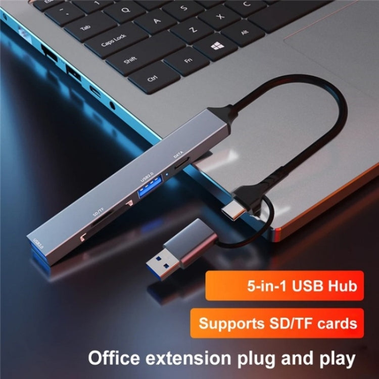 ADS-806D Type-C+USB to USB 3.0 Hub SD / TF Card Reader Multi-Function Docking Station - USB 3.0 HUB by PMC TechLife | Online Shopping South Africa | PMC TechLife | Buy Now Pay Later Mobicred