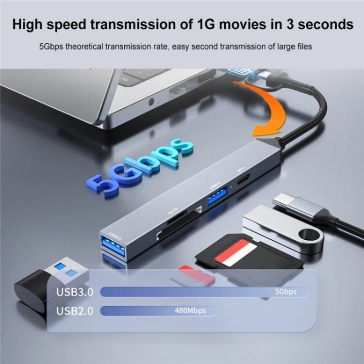 ADS-806D Type-C+USB to USB 3.0 Hub SD / TF Card Reader Multi-Function Docking Station - USB 3.0 HUB by PMC TechLife | Online Shopping South Africa | PMC TechLife | Buy Now Pay Later Mobicred